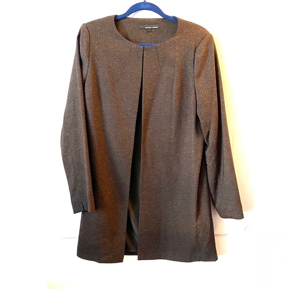 Brown marled tweed knit topper jacket - Picture 2 of 8